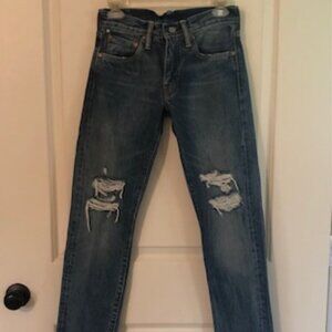 Levi's 511 Women Straight Leg Blue Wash Jeans Distressed, 28" Waist 30" Length